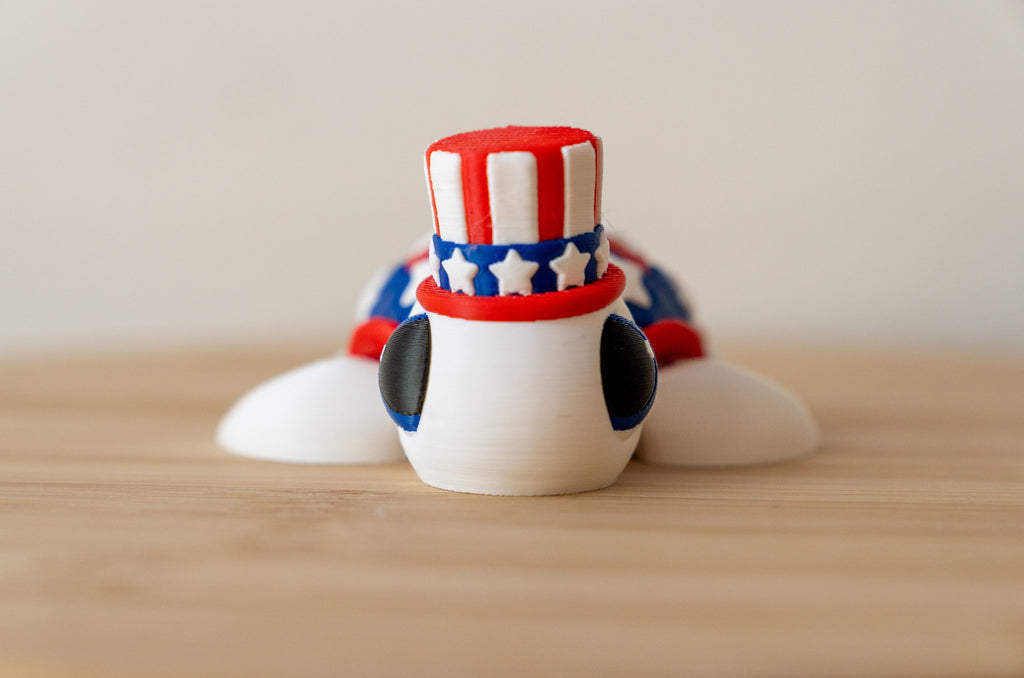 Patriotic Turtle 3D Printed Fidget Toy | Uncle Sam 4th of July Flexi Sea Turtle | Americana Desk Toy | Red White Blue Gift