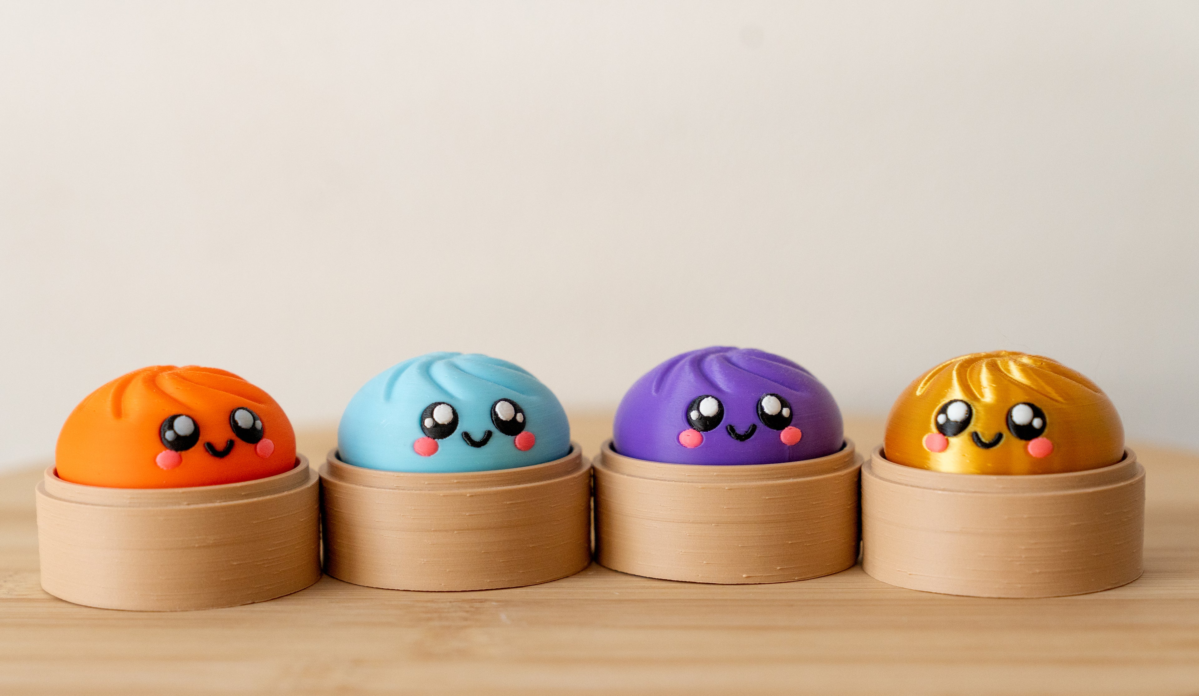 Bao Bun Dim Sum 3D Printed Fidget Clicker | Kawaii Dumpling in Steamer | Cute Sensory Desk Toy | Foodie Gift