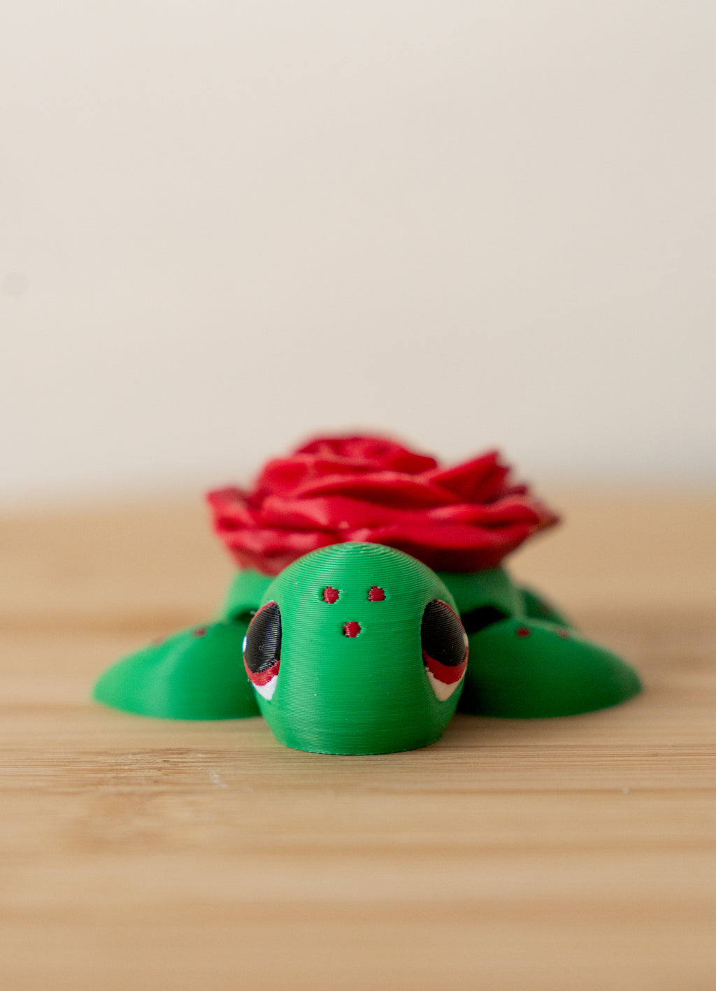 Rose Turtle 3D Printed Fidget Toy | Flexi Turtle with Red Rose | Cute Sensory Desk Toy | Flower Lover Gift