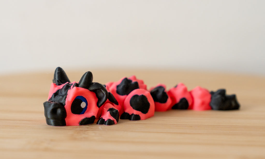 Lava Dragon 3D Printed Fidget Toy | Flexi Fire Dragon | Fantasy Desk Toy | Dragon Lover Gift | Sensory Stress Relief