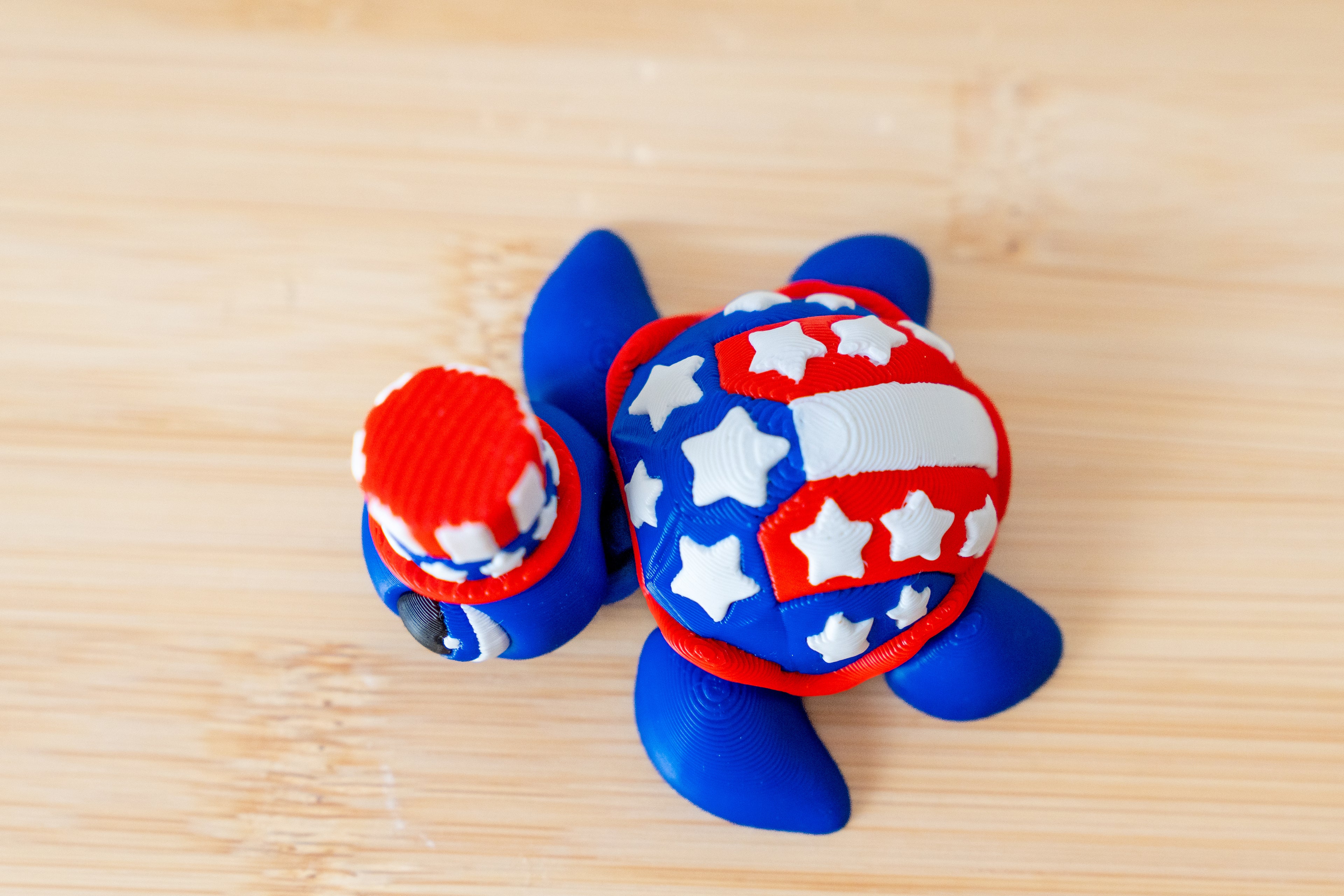 Patriotic Turtle 3D Printed Fidget Toy | American Flag Flexi Turtle | 4th of July Desk Toy | Americana Gift