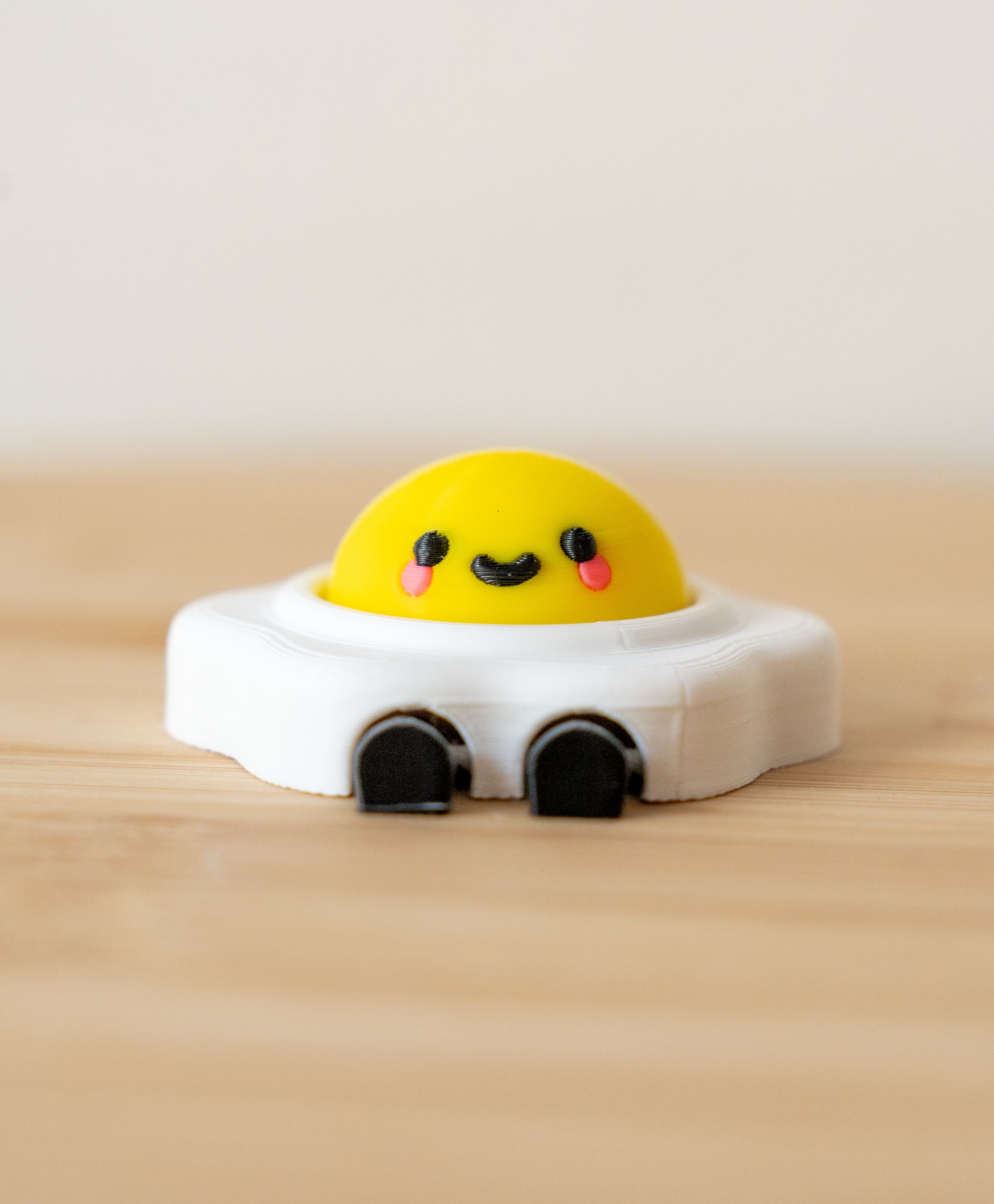 Fried Egg Buddy 3D Printed Fidget Clicker | Kawaii Egg on Wheels | Funny Foodie Desk Toy | Sensory Gift