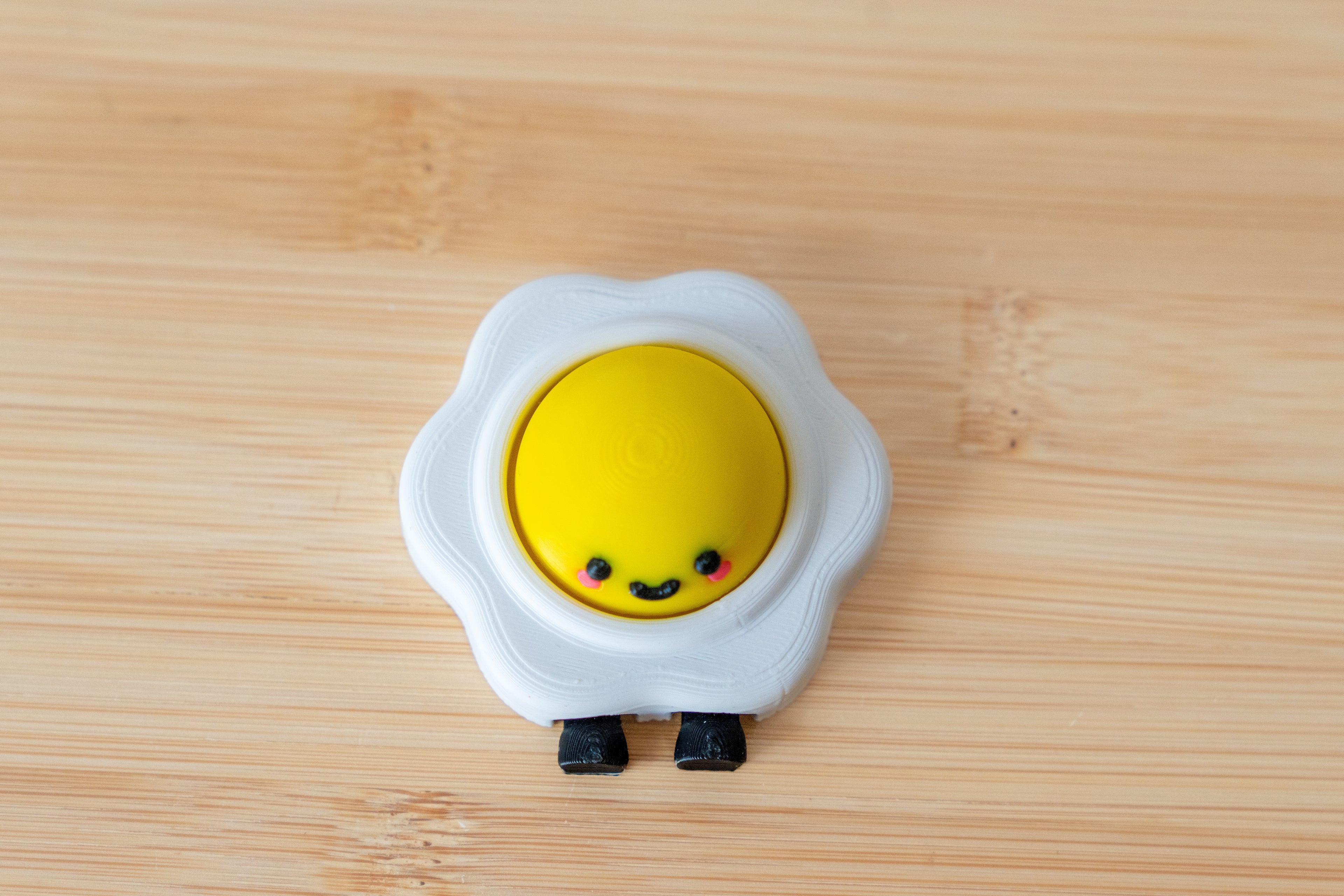 Fried Egg Buddy 3D Printed Fidget Clicker | Kawaii Egg on Wheels | Funny Foodie Desk Toy | Sensory Gift