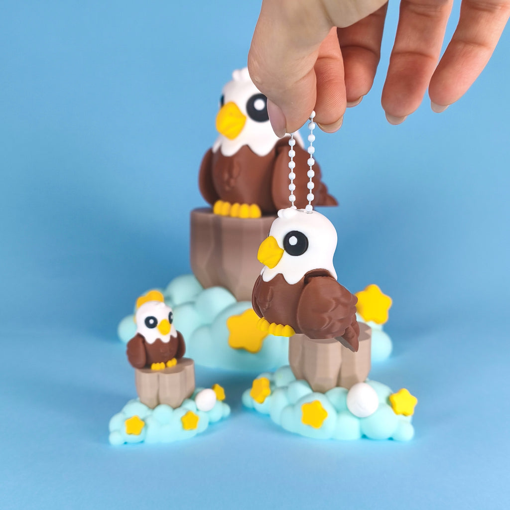 Eagle 3D Printed Fidget Toy | Flexi Bald Eagle | Patriotic Desk Toy | Bird Lover Gift | Sensory Stress Relief